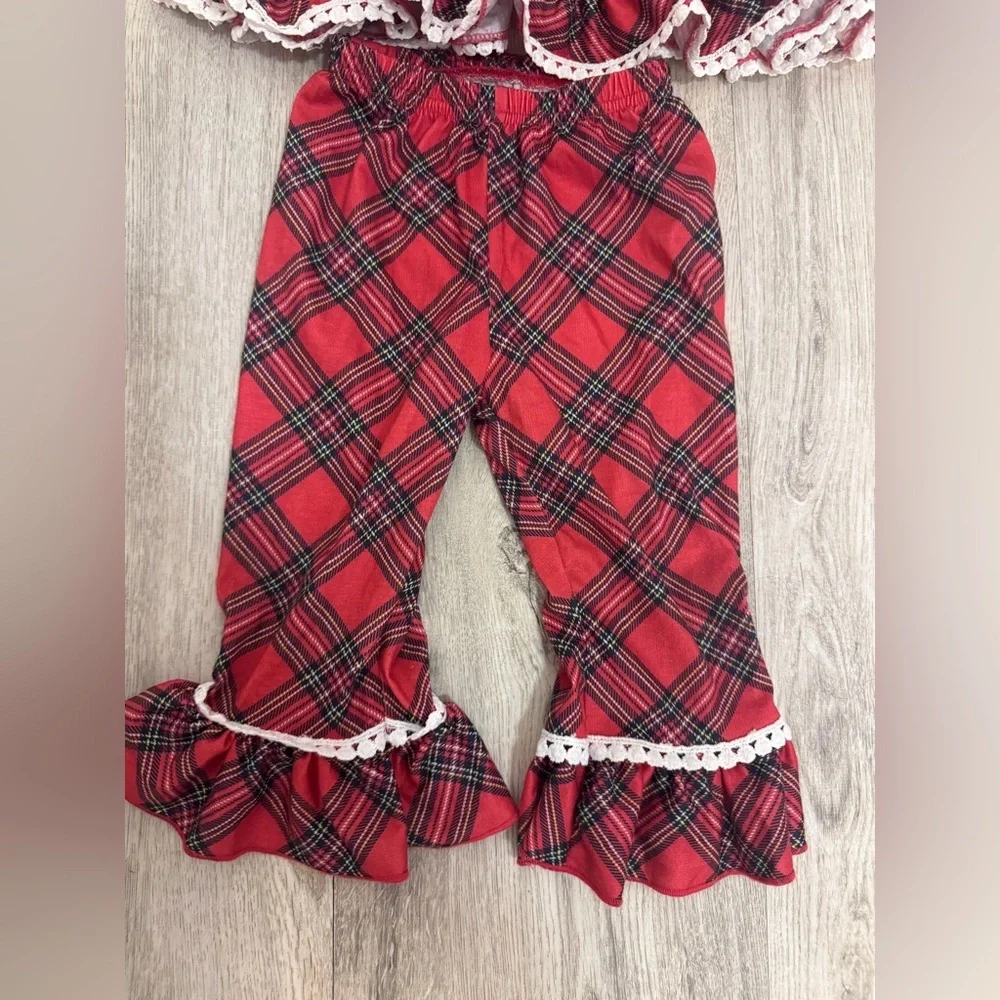 Marie Nicole Charming Holiday Red Plaid Kids Pajama Set